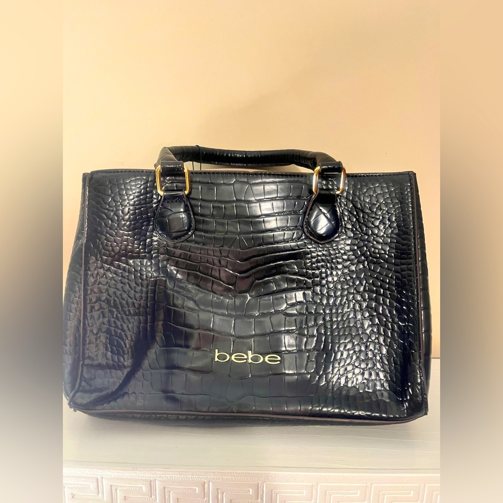Black Croc-Embossed Women's Bag